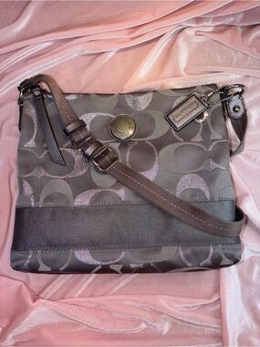 Authentic Y2K Coach Signature Stripe Swingpack / File Bag Crossbody F20430